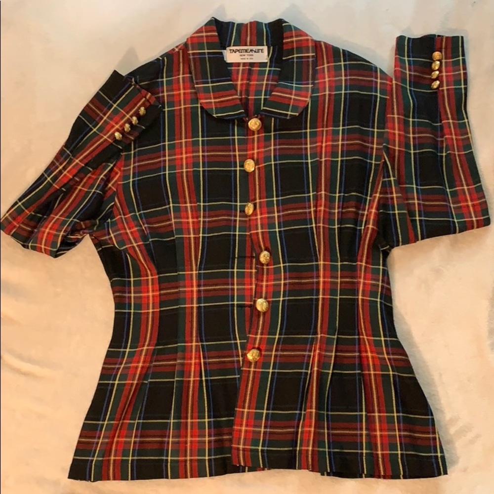 Plaid Tapemeasure Pantsuit Jacket